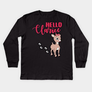 Hello Clarice Funny Christmas Horror Holiday Mashup Kids Long Sleeve T-Shirt